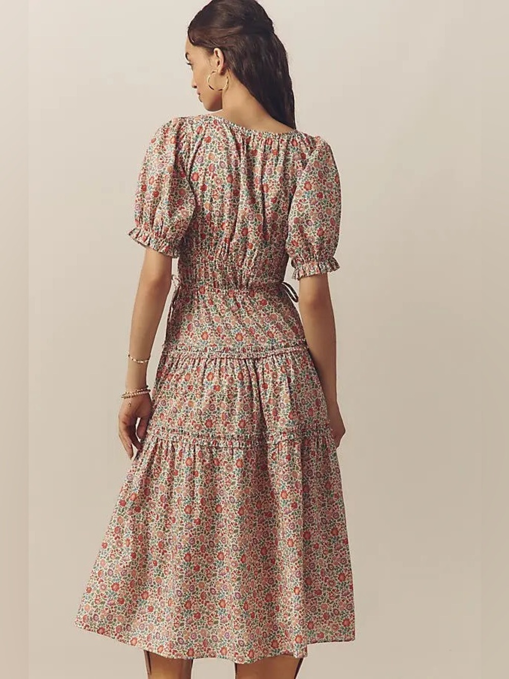 Love The Label Sasha Short-Sleeve V-Neck Tiered Midi Dress - Picture 2 of 12